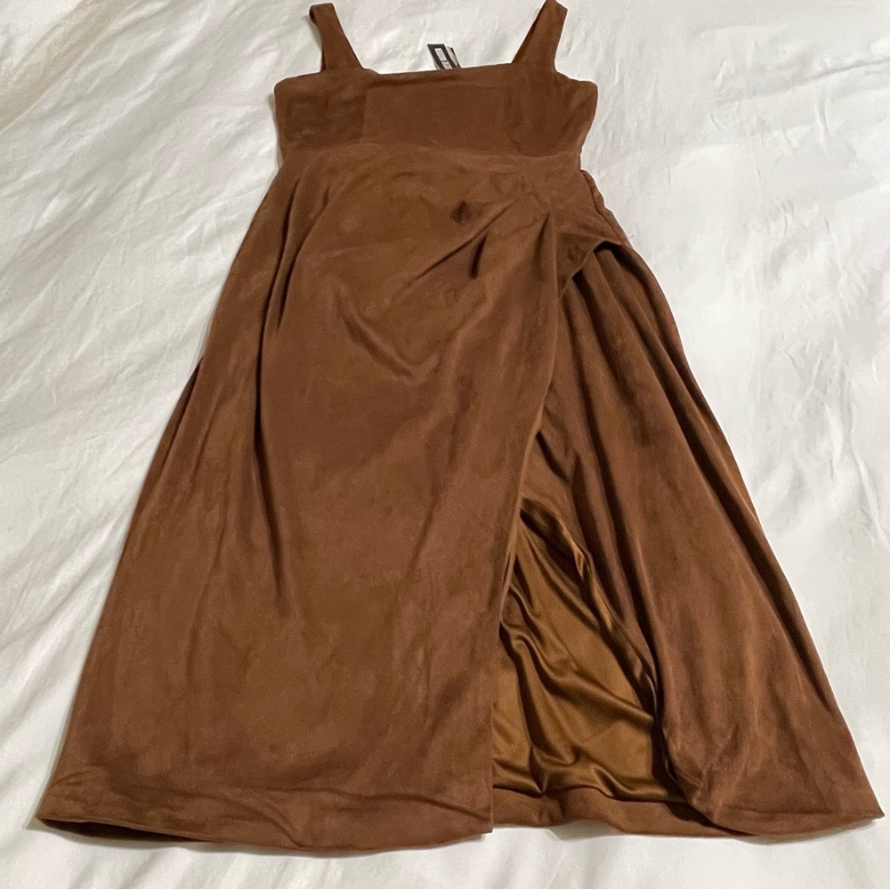 Steve Madden Milo‎ Micro Suede Brown Midi Dress - Picture 15 of 16